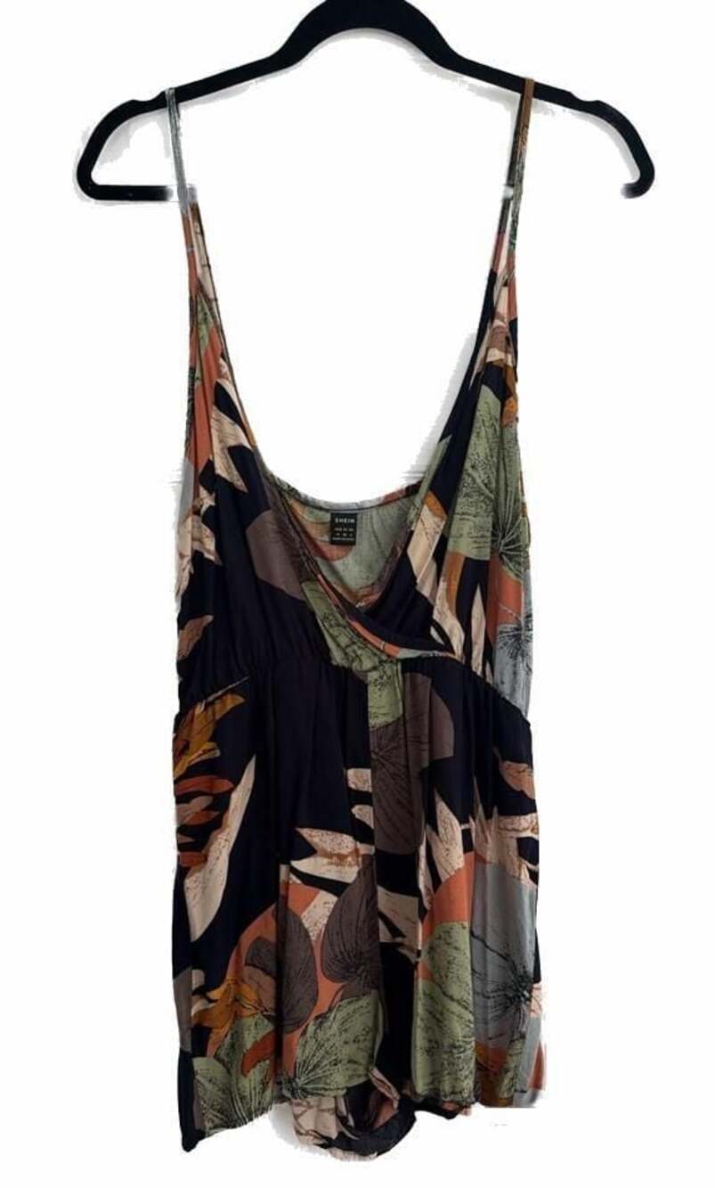 SHEIN Tropical Leaf Print Cami Romper Size Medium